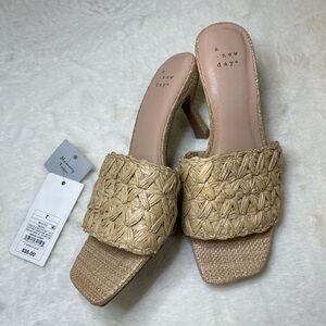 Beige Woven Heels